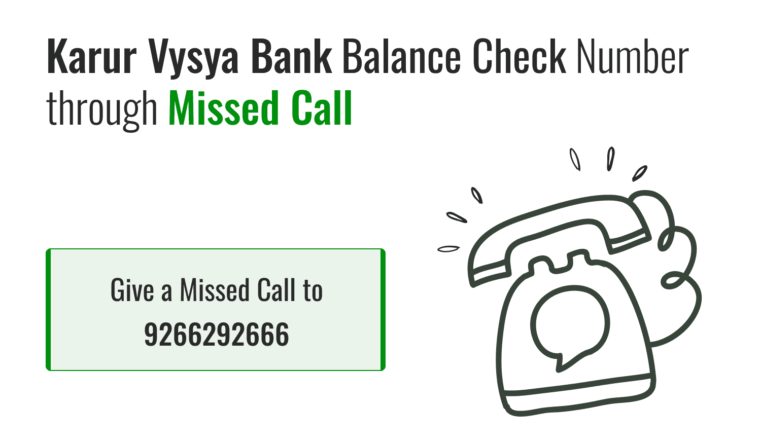 Karur Vysya Bank Balance Check Number through Missed Call